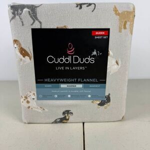 Cuddl Duds Heavyweight Flannel Queen Sheet Set - Dog Print